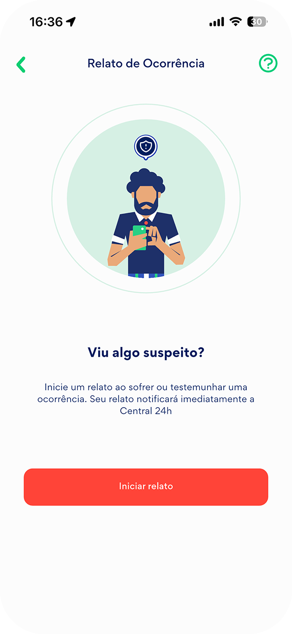 Relate uma ocorrência